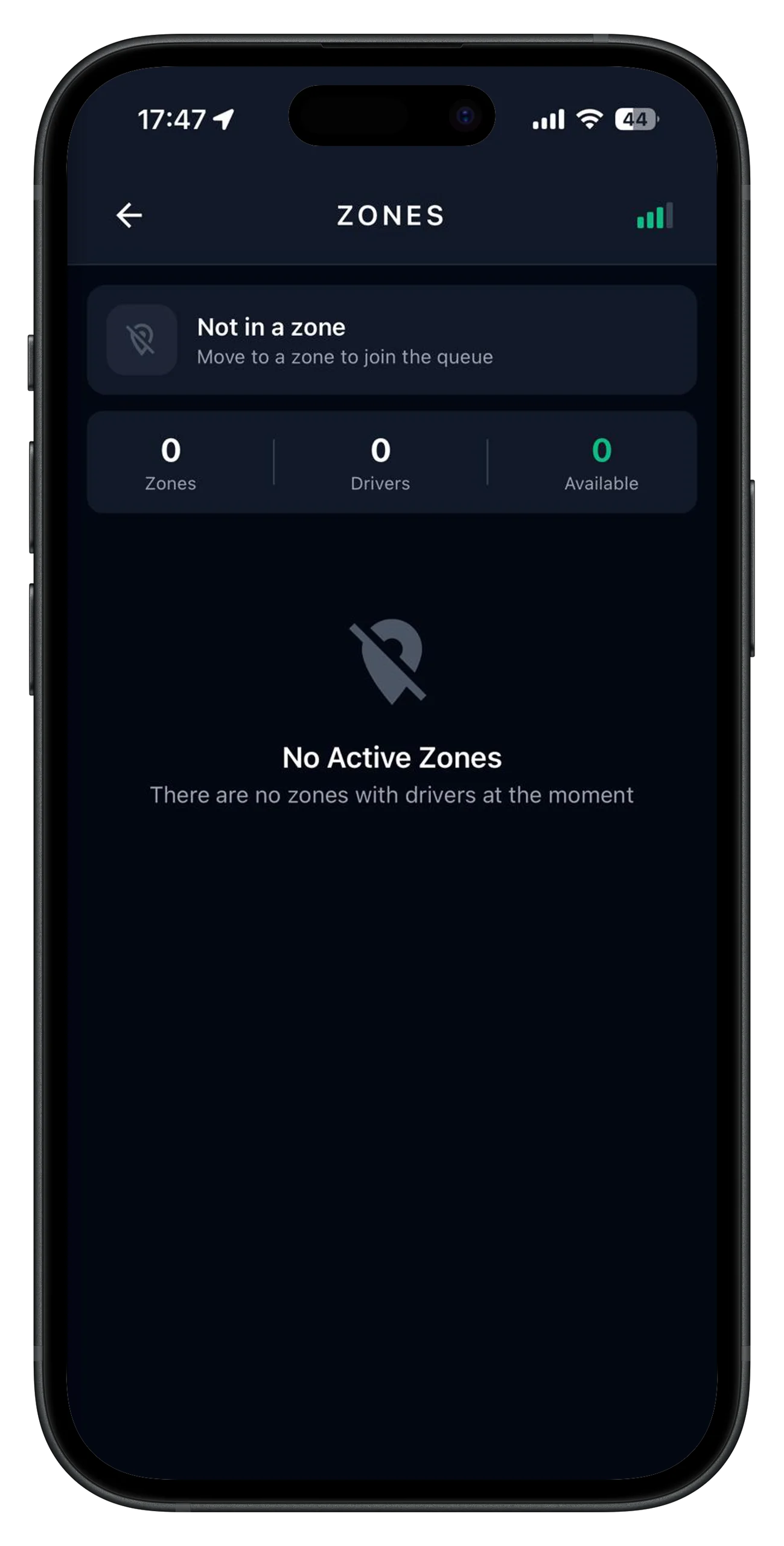 Zone queue with driver positions