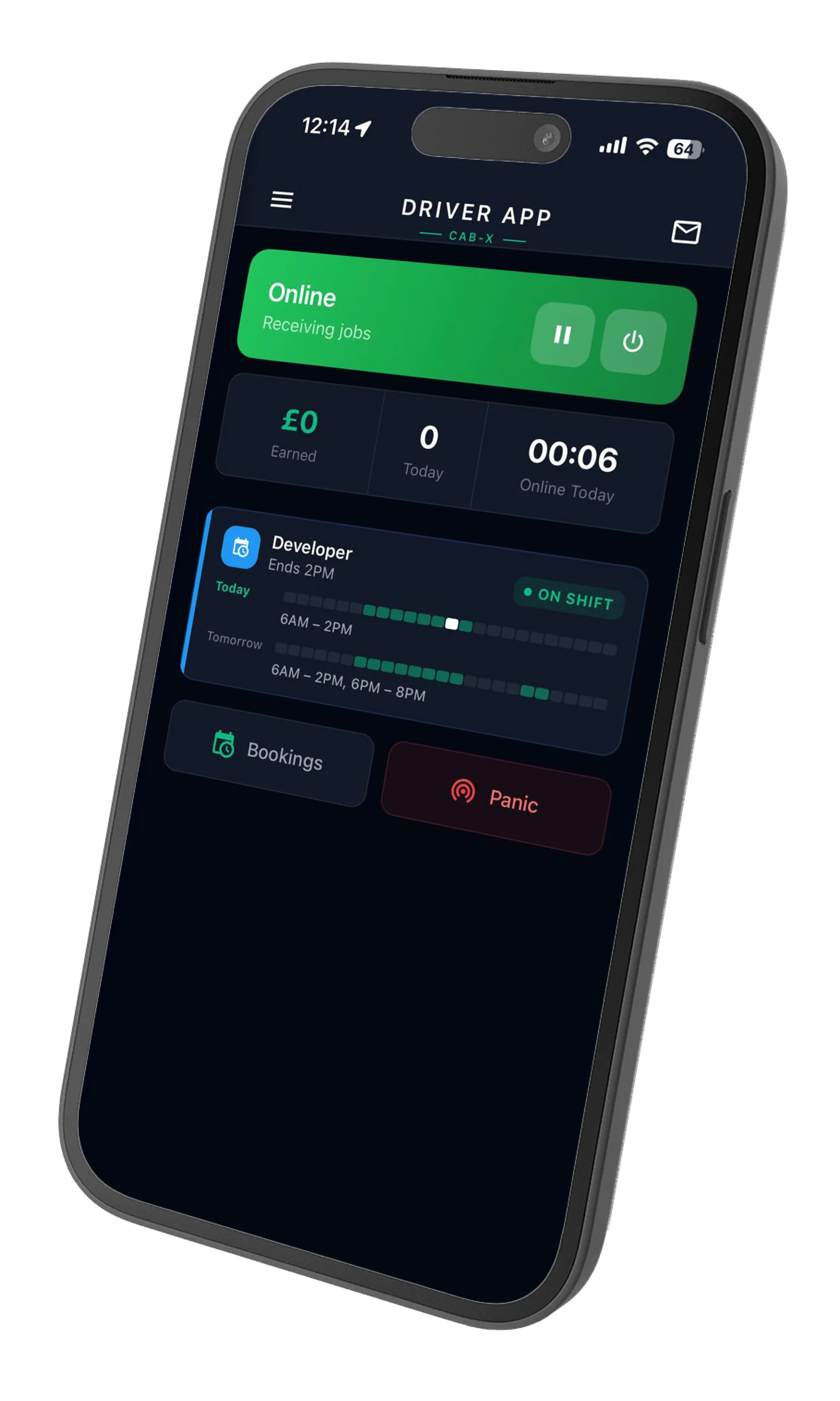CAB-X taxi driver app for iOS and Android
