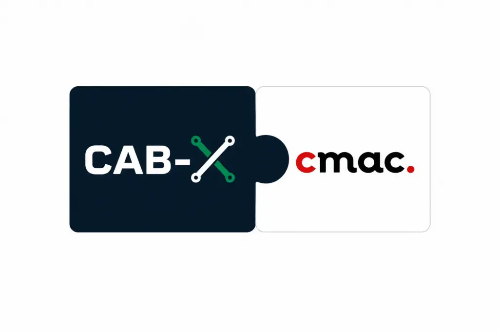 CAB-X and cmac logos joined as puzzle pieces, marking the official CMAC integration